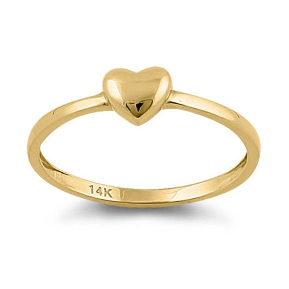 - Solid 14K Yellow Gold Puffy Heart Ring - Picture 3 of 4